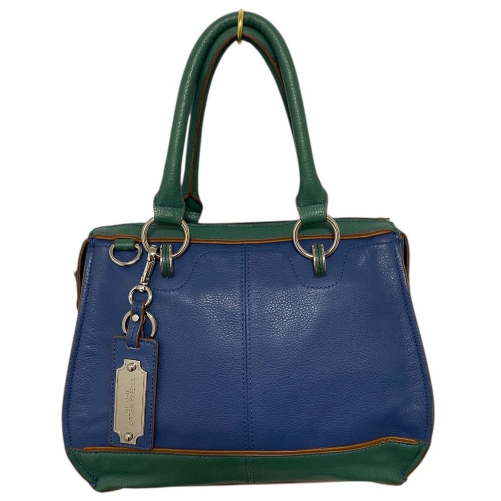 Tignanello Vintage Y2K Leather Blue Green Leather Satchel Shoulder Bag - EC